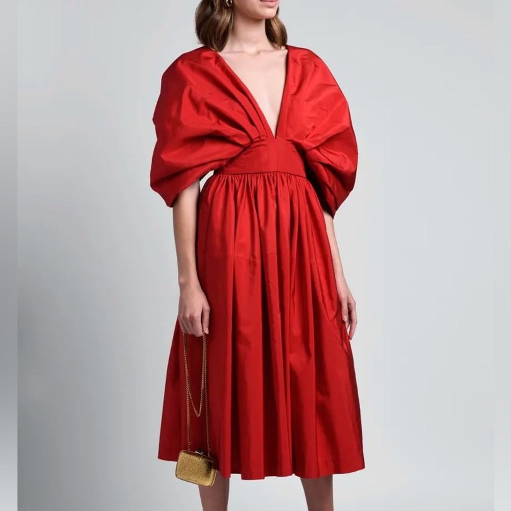 ALEXANDER MCQUEEN Cocoon Gown Dress In Valentine Red Size 8/10  M L Large 44
